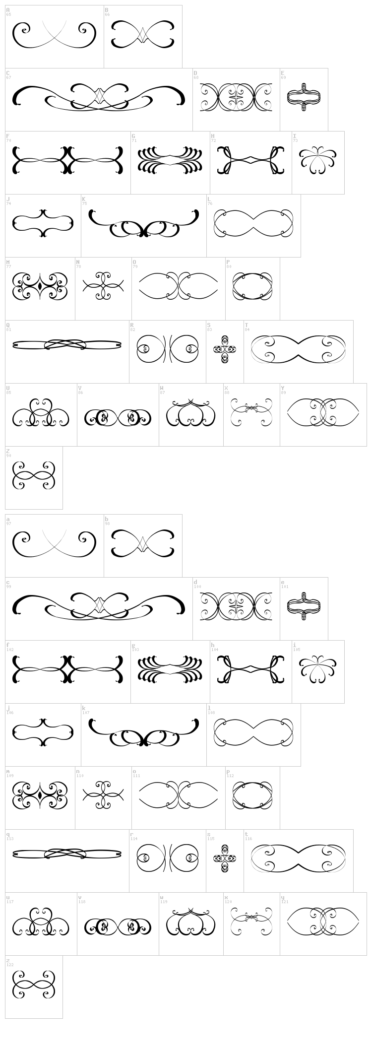 Ornamentsss TFB font map